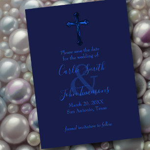 Sla de datum op met Cross Blue Monotone Save The Date
