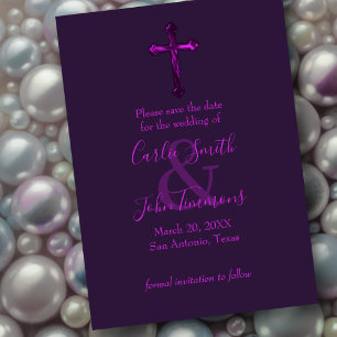 Sla de datum op met Cross Paarse Monotone Save The Date