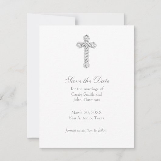 Sla de datum op met Cross Photo Back Save The Date (Voorkant)