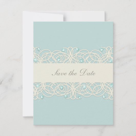 Sla de datum op met de afgedrukte Aqua Mint Crysta Save The Date (Voorkant)