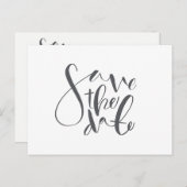 Sla de datum op, met de hand getekend script-wit e aankondigingskaart (Voorkant / Achterkant)