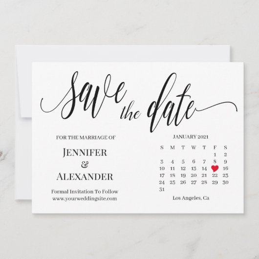 Sla de datum op met de kalenderkaart kaart (Voorkant)