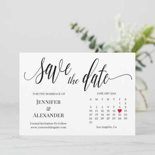 Sla de datum op met de kalenderkaart kaart (Staand voorkant)