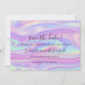 Sla de datum op met een zwarte holograaf save the date (Voorkant)