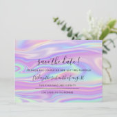 Sla de datum op met een zwarte holograaf save the date (Staand voorkant)