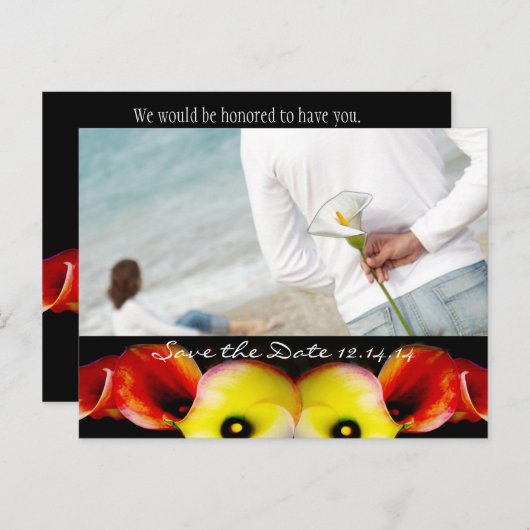 Sla de datum op met je foto's aankondigingskaart (Voorkant / Achterkant)