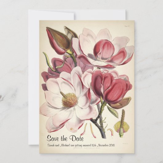 Sla de datum op met magnolia's save the date (Voorkant)