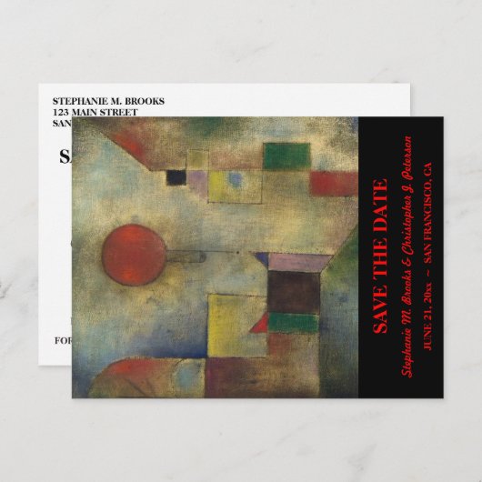 Sla de datum op met "Red Balloon" / Website Aankondigingskaart (Voorkant / Achterkant)