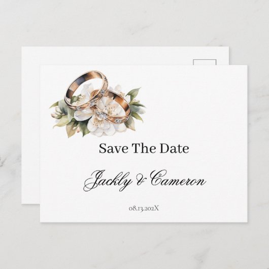 Sla de datum op met ring uitnodiging briefkaart (Voorkant / Achterkant)