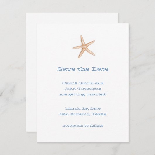 Sla de datum op met Starfish Save The Date (Voorkant / Achterkant)