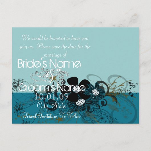 Sla de datum op met UW foto DeepBlue Aankondigingskaart (Achterkant)