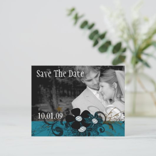 Sla de datum op met UW foto DeepBlue Aankondigingskaart (Staand voorkant)