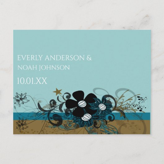 Sla de datum op met UW foto Koper en Blauw Aankondigingskaart (Achterkant)