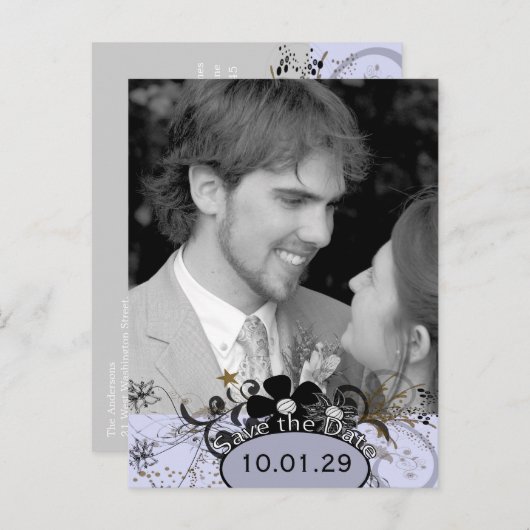 Sla de datum op met UW foto - Lavendel Aankondigingskaart (Voorkant / Achterkant)