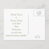 Sla de datum op met Yellow Rose, Pearls & Satin Aankondigingskaart (Achterkant)