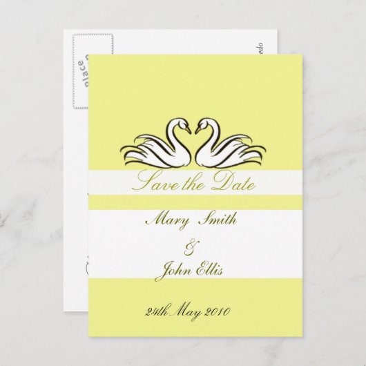 Sla de datum op met zwanen briefkaart (Voorkant / Achterkant)