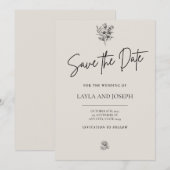 Sla de datum op minimalistische bloemkaart save the date (Voorkant / Achterkant)