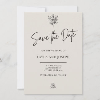 Sla de datum op minimalistische bloemkaart save the date