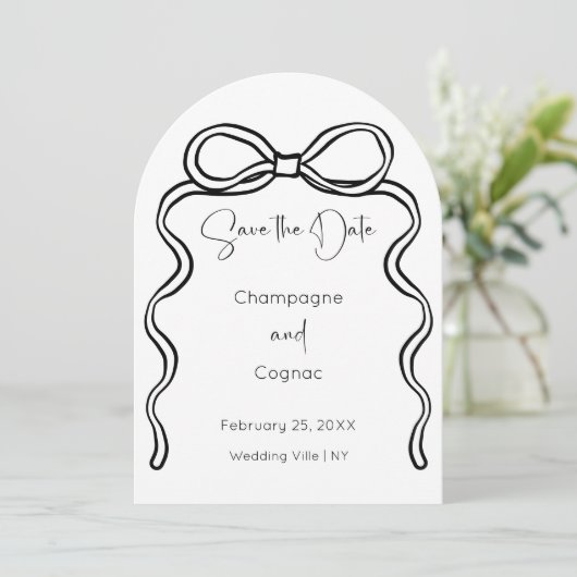 Sla de datum op Modern Bow Arch Wedding Photo Kaart (Staand voorkant)