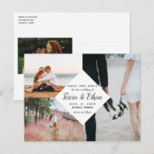 Sla de datum op Modern Diamond Multi Photo Collage Briefkaart (Voorkant / Achterkant)