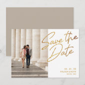 Sla de datum op Modern Gold Glitter Column Kaart (Voorkant / Achterkant)