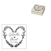 Sla de datum op, Modern Heart Leafy Lijst Rubberstempel (Gestempeld)