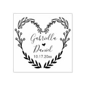 Sla de datum op, Modern Heart Leafy Lijst Rubberstempel (Afrduk)