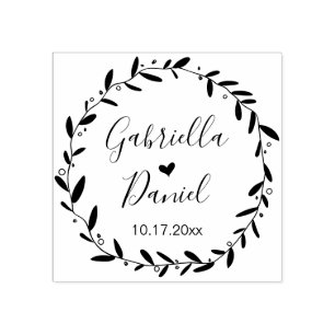 Sla de datum op, Modern Rustiek Leafy Lijst Rubberstempel