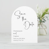Sla de datum op Modern Script Arch Wedding Photo Kaart (Staand voorkant)