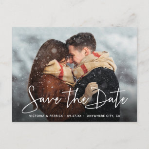Sla de datum op Modern Script Typography Wedding Aankondigingskaart