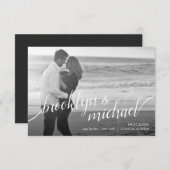 Sla de datum op Modern Script Wedding Announcement Kaart (Voorkant / Achterkant)