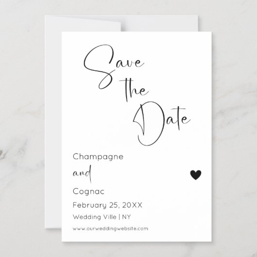 Sla de datum op Modern Script Wedding Magnetische Uitnodiging (Voorkant)