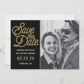Sla de datum op Modern Script Wedding Photo Card Kaart (Voorkant)