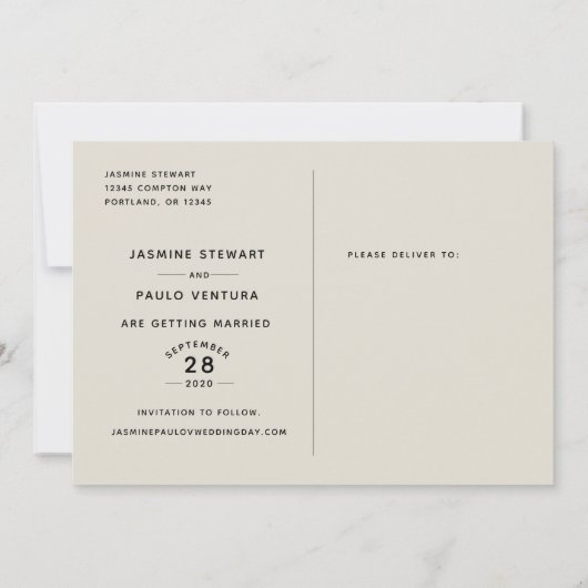 Sla de datum op Modern Script Wedding Photo Card Kaart (Achterkant)