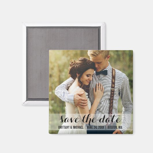 Sla de datum op Modern Verloving Fotomagneet SW Magneet (Voorkant / Achterkant)