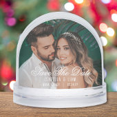 Sla de datum op Modern Wedding Photo Custom Sneeuwbol