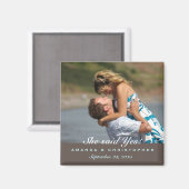 Sla de datum op Moderne Bruine & Blauwe Magneet (Voorkant / Achterkant)