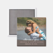 Sla de datum op Moderne Bruine & Roze Magneet (Voorkant / Achterkant)