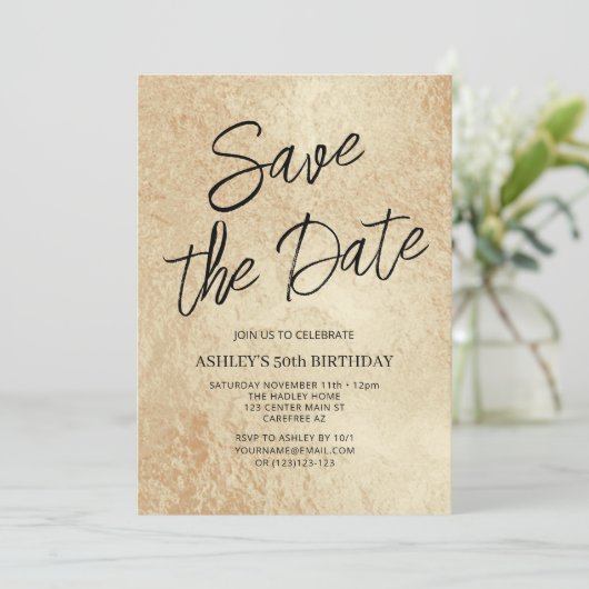 Sla de datum op Moderne Gouden 50ste Verjaardag Kaart (Staand voorkant)