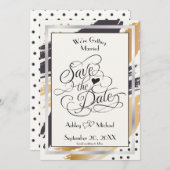 Sla de datum op Moderne verfstreken en typografie Save The Date (Voorkant / Achterkant)