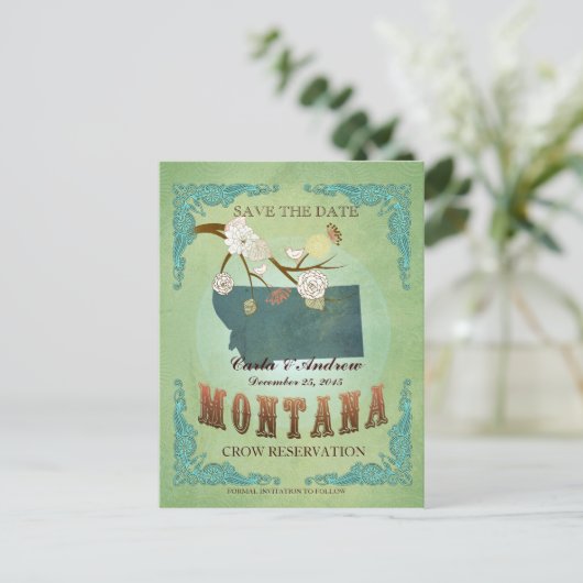 Sla de datum op - Montana kaart met mooie vogels (Staand voorkant)