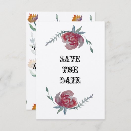 Sla de datum op, Mooie Rozen Kaart (Voorkant / Achterkant)