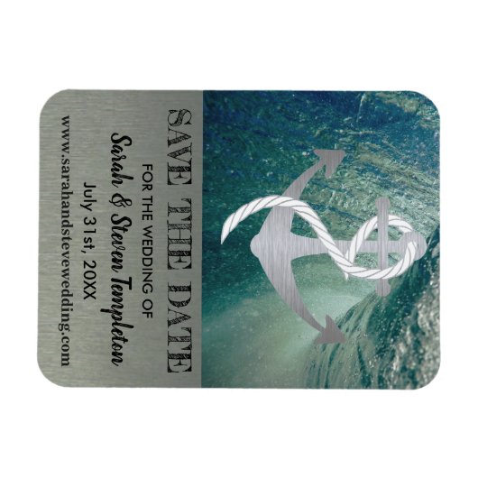 Sla de datum op Nautical Sailor Anchor Wedding Magneet (Horizontaal)