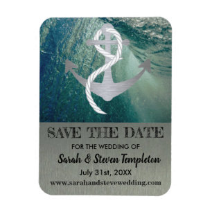 Sla de datum op Nautical Sailor Anchor Wedding Magneet