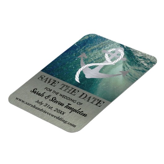 Sla de datum op Nautical Sailor Anchor Wedding Magneet (Linkerzijde)