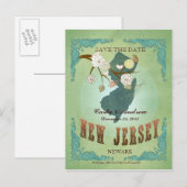 Sla de datum op - New Jersey kaart met mooie vogel (Voorkant / Achterkant)
