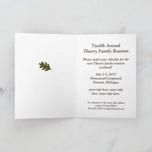 Sla de datum op - Oak Tree Design for Family Reuni Aankondiging (Binnen)