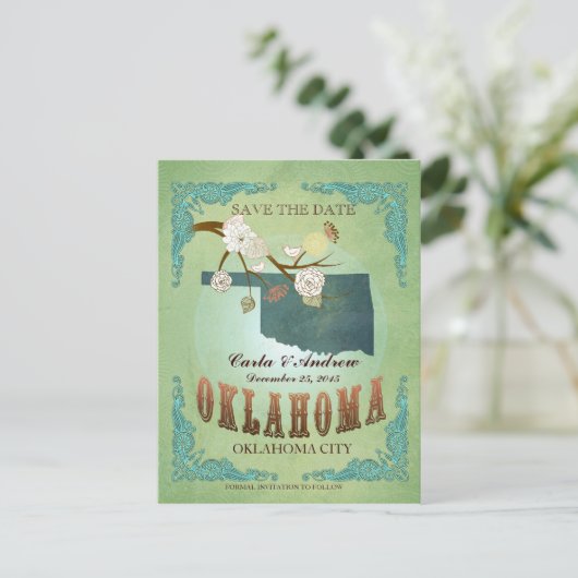Sla de datum op - Oklahoma kaart met prachtige vog (Staand voorkant)