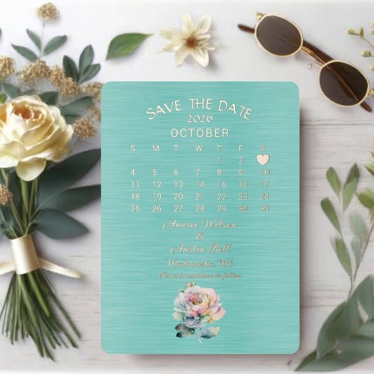 Sla de datum op Oktober 2026 bruiloft Folie Uitnodiging