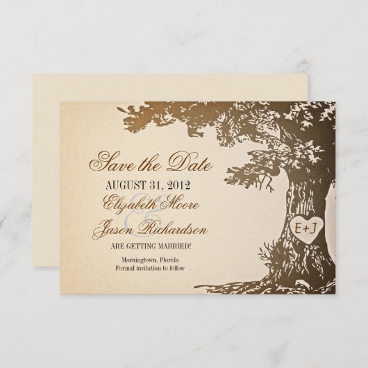 Sla de datum op Old Tree platte kaarten (Voorkant / Achterkant)